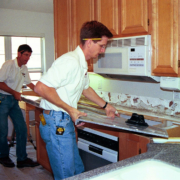 Andy and John fitting a countertop