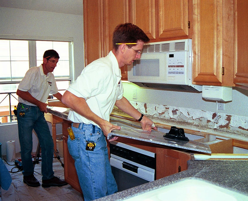Andy and John fitting a countertop