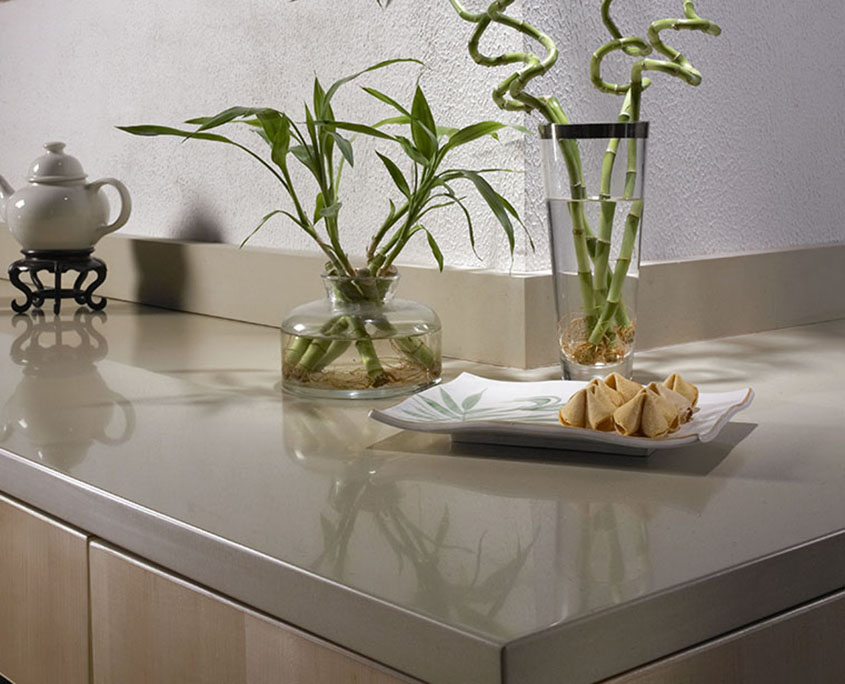 Corian Raffia solid surface by Olive Mill located in Orange County, CA.