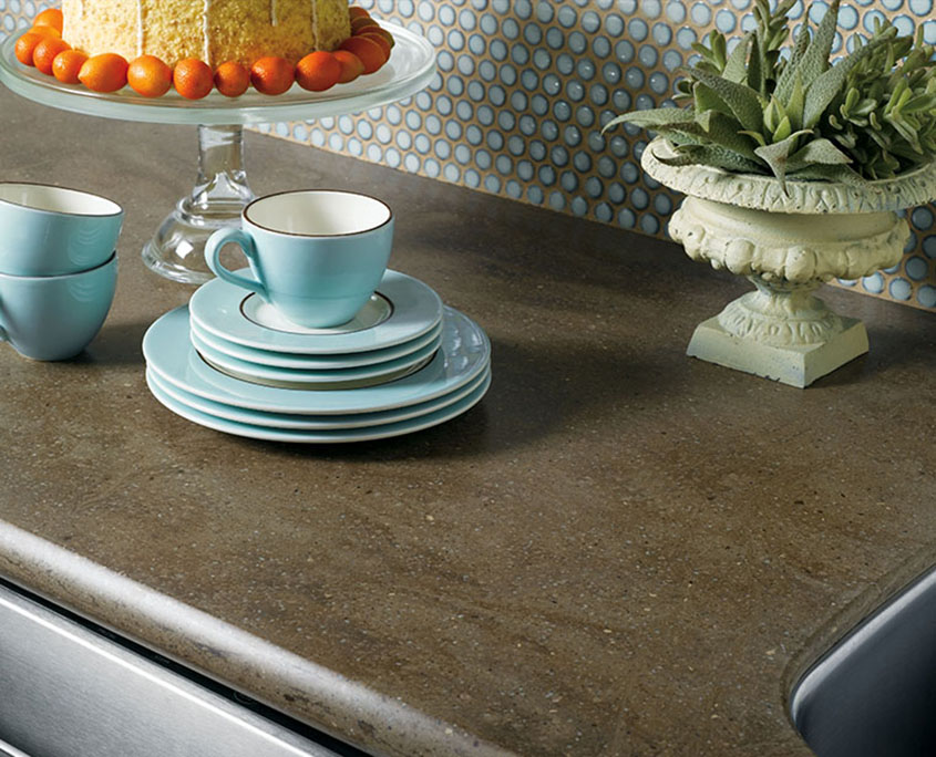 Corian Sonora solid surface countertop material.